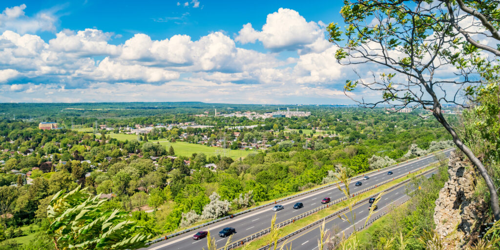 Niagara Escarpment and Highway 403 in Hamilton Ontario Canada